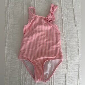 Cat & Jack Pink and White seersucker one piece swimsuit